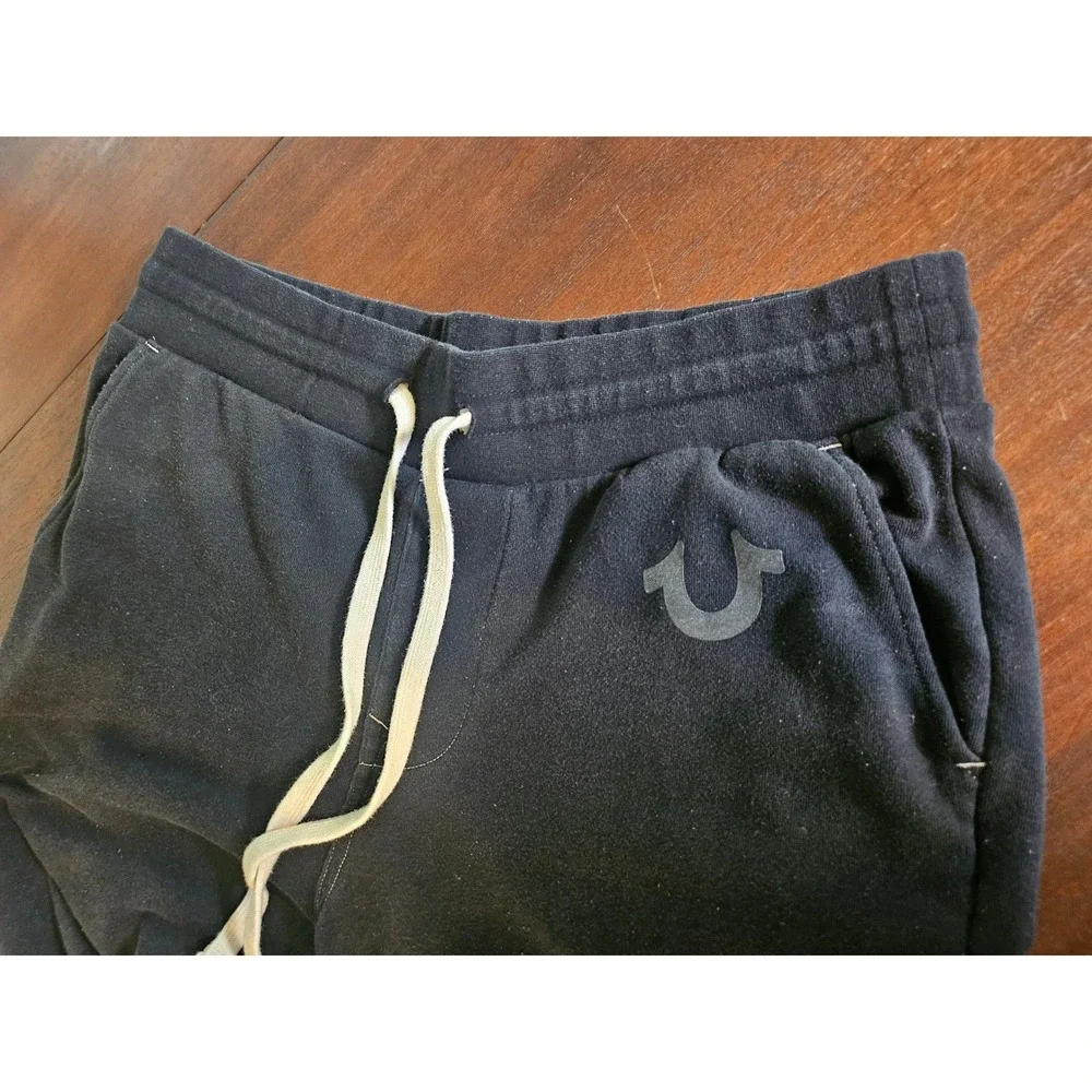 True Religion Sweatpants Mens Large Black Horseshoe Logo Joggers